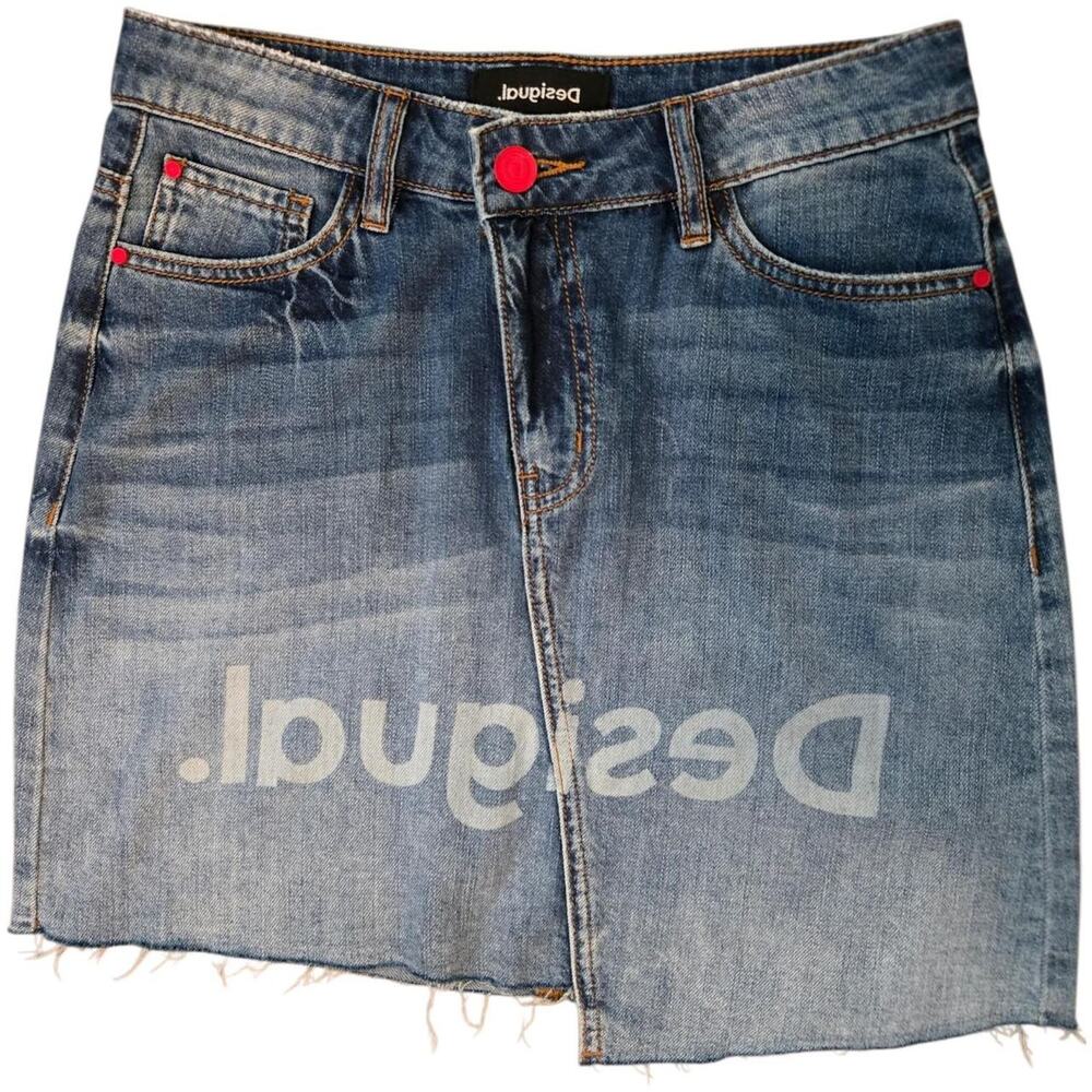 Y2k desigual asymmetrical denim mini